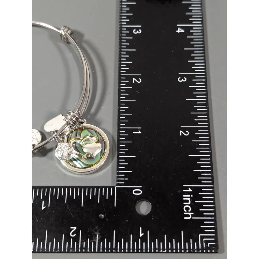 Love This Life Forever Friends Abalone Shell Heart Charm Bracelet Stacking‎ 7.5